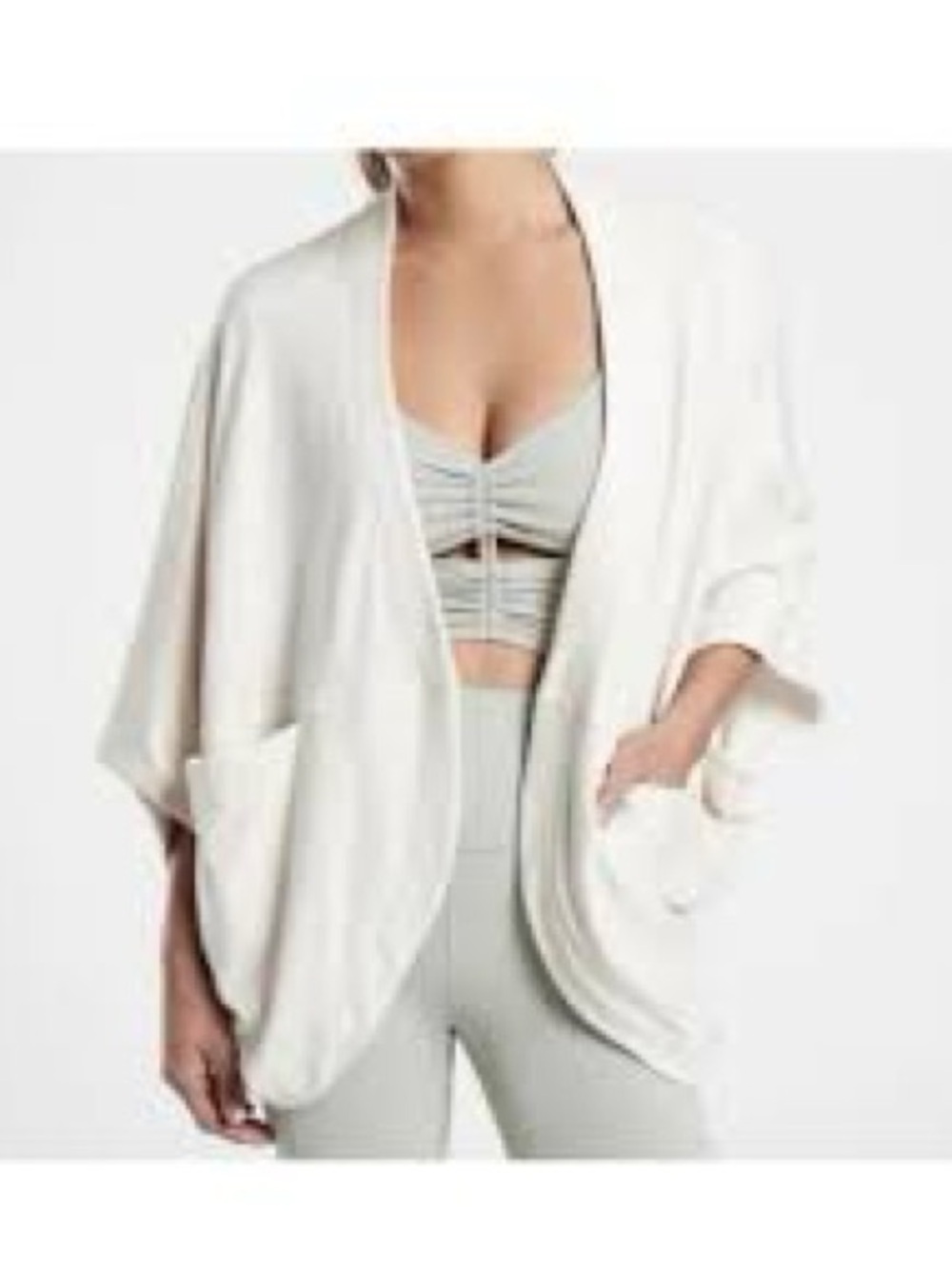 Athleta Tan Open-Front Cocoon Poncho with Pockets